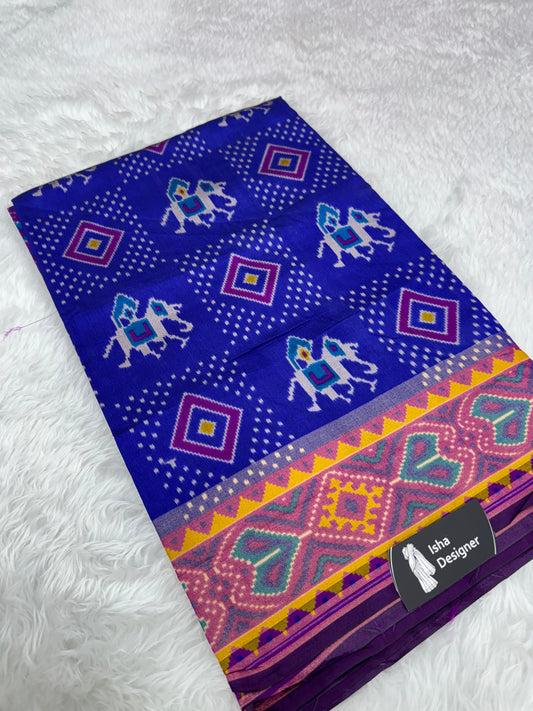 Blue hathi design pure look patola saree