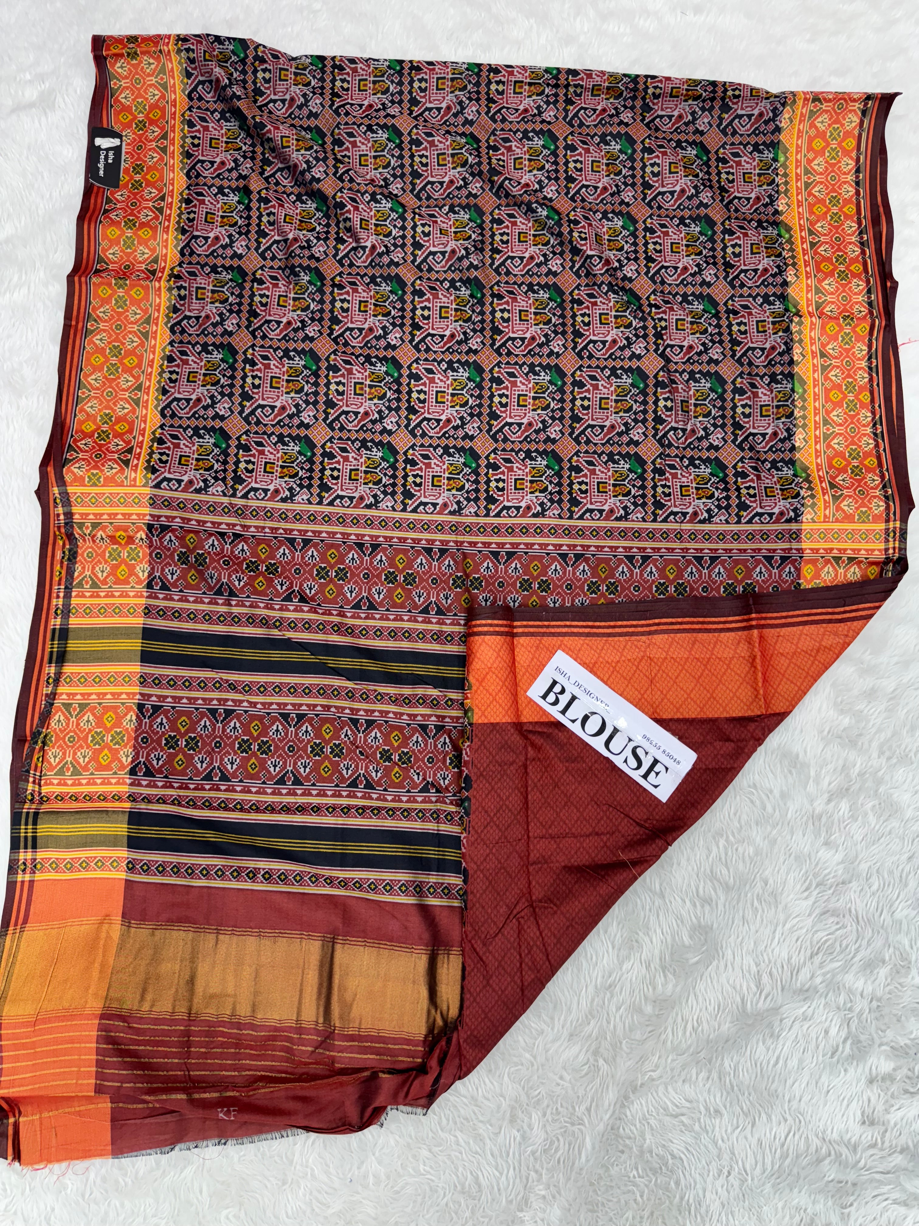 Black hathi ambadi design pure look patola saree