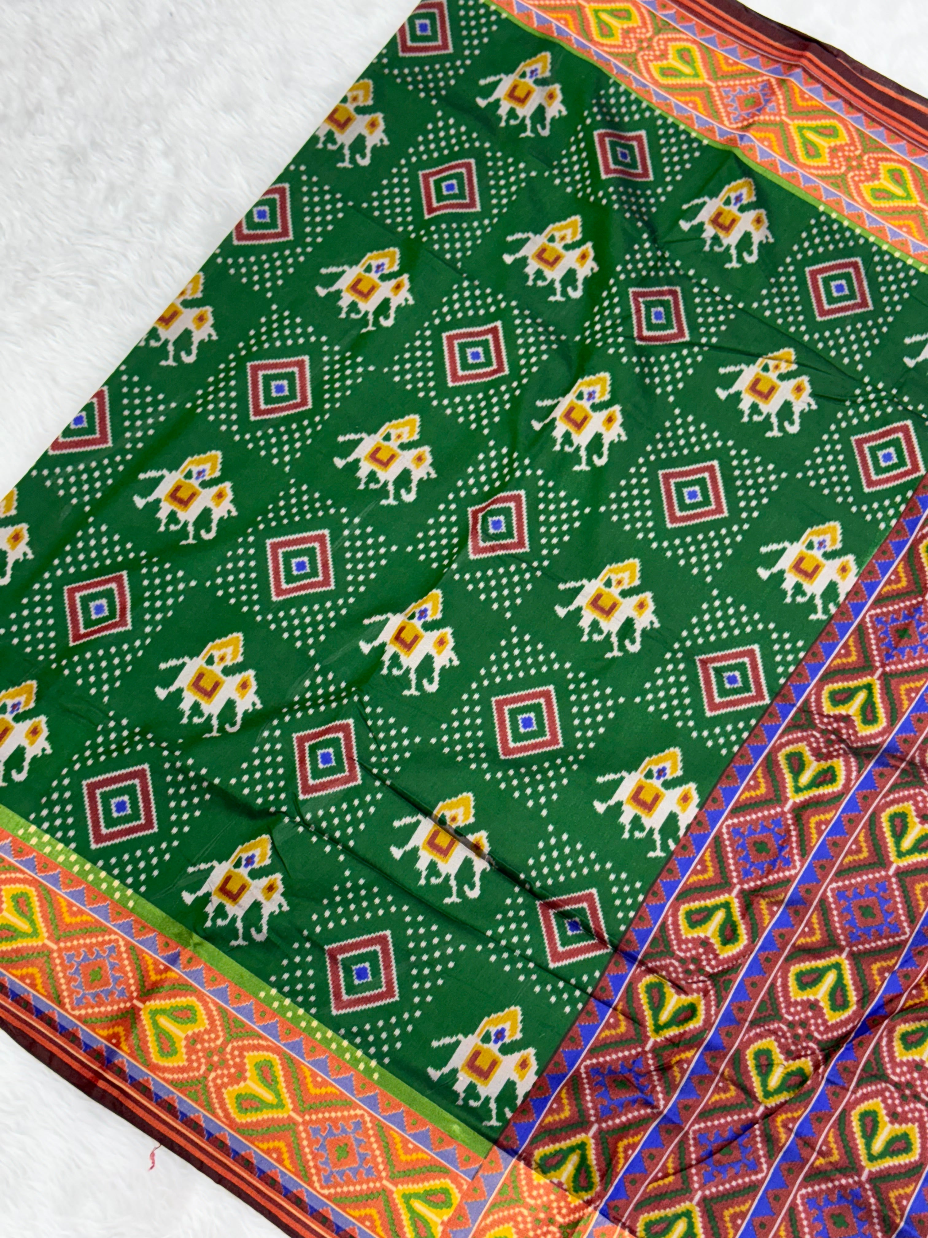 Green hathi design pure look patola saree