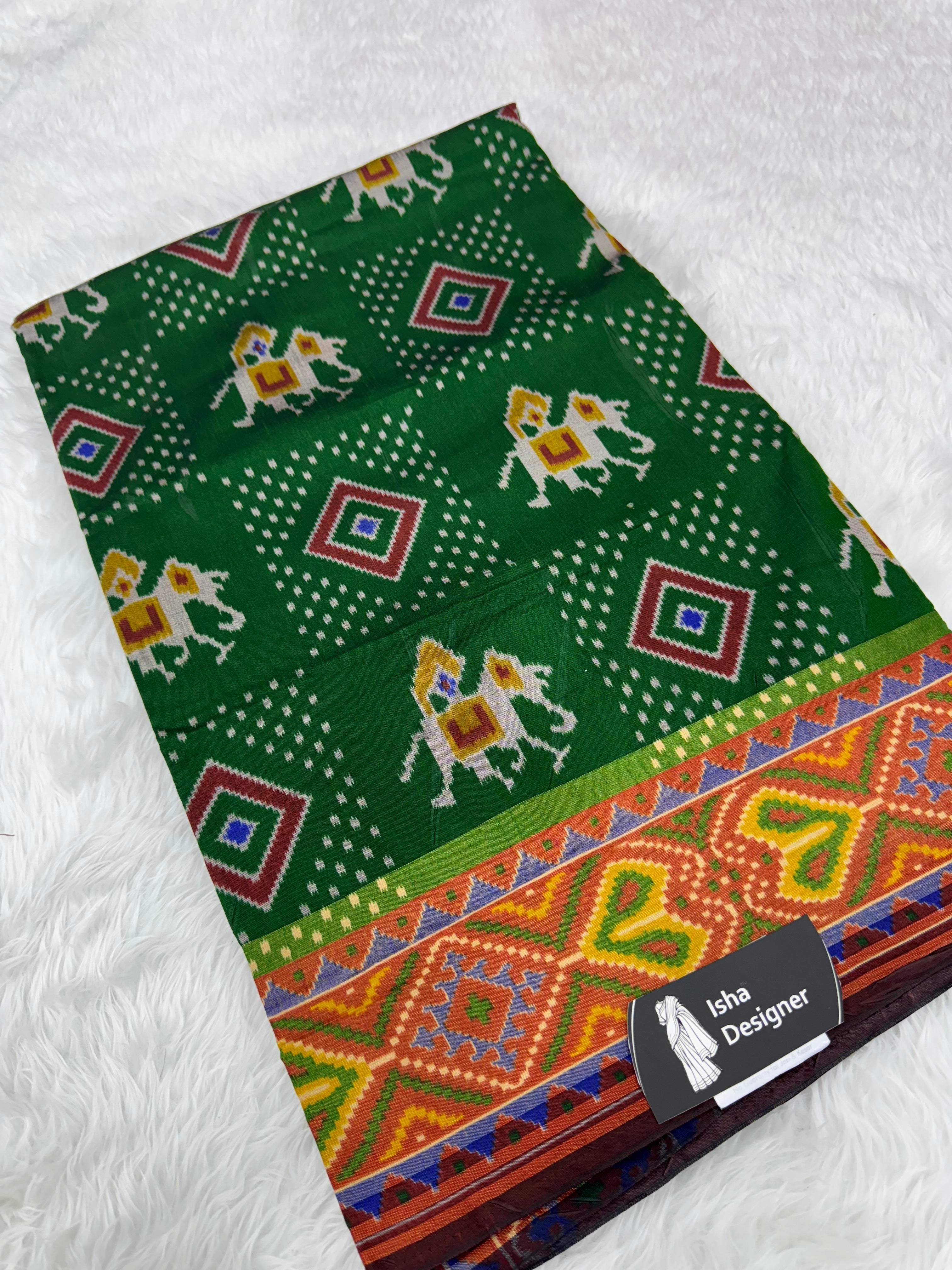 Green hathi design pure look patola saree