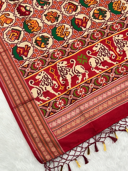 6 FIGURES CHHABDI DESIGNER ARTIFICIAL DOUBLE IKAT DUPATTA