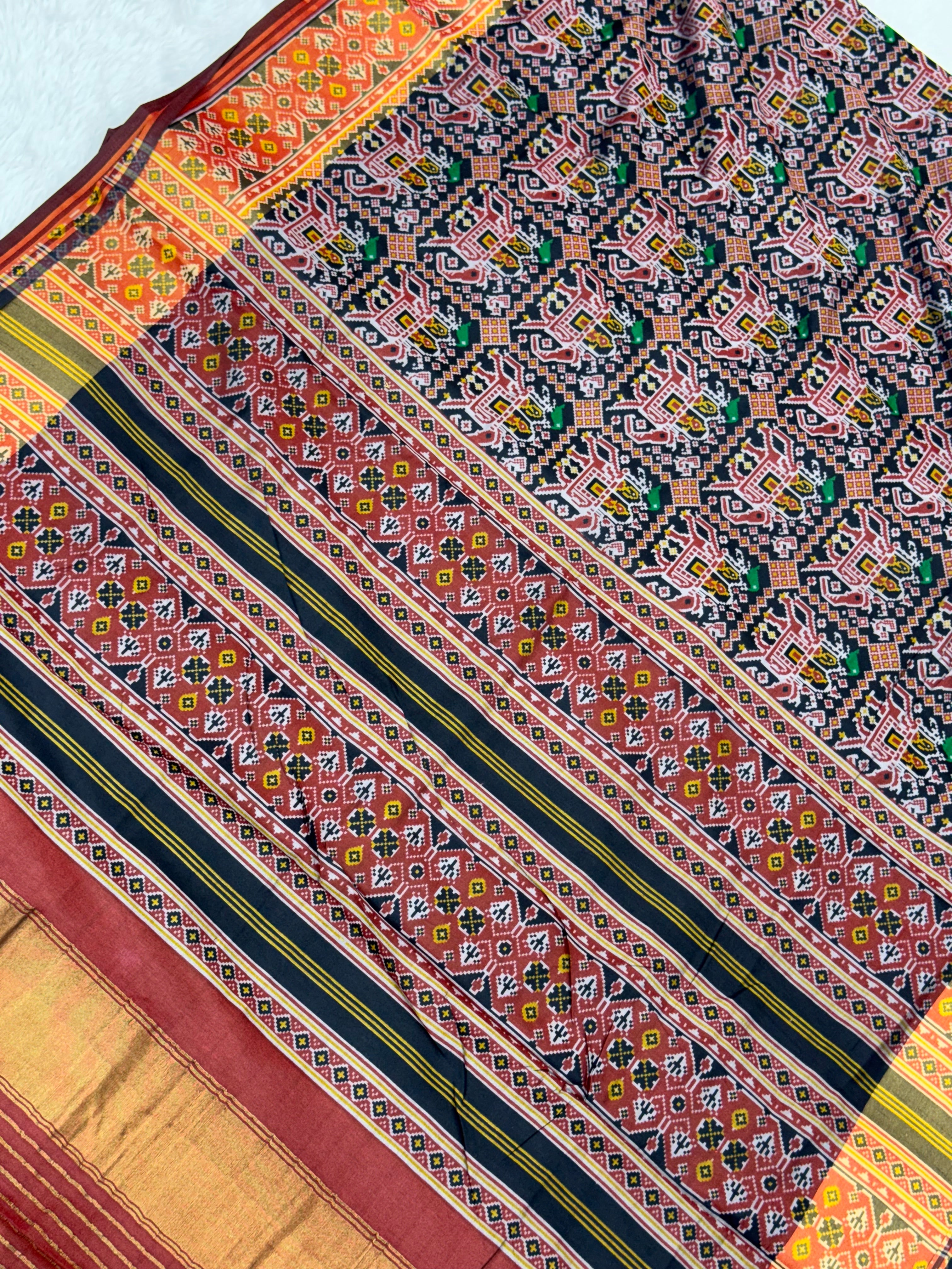 Black hathi ambadi design pure look patola saree