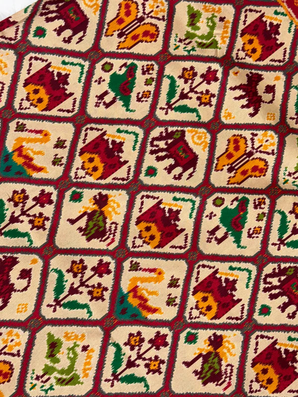 EXCLUSIVE 6 FIGURES BIG ADTALA DESIGNER SEMI DOUBLE IKAT PATOLA SAREE
