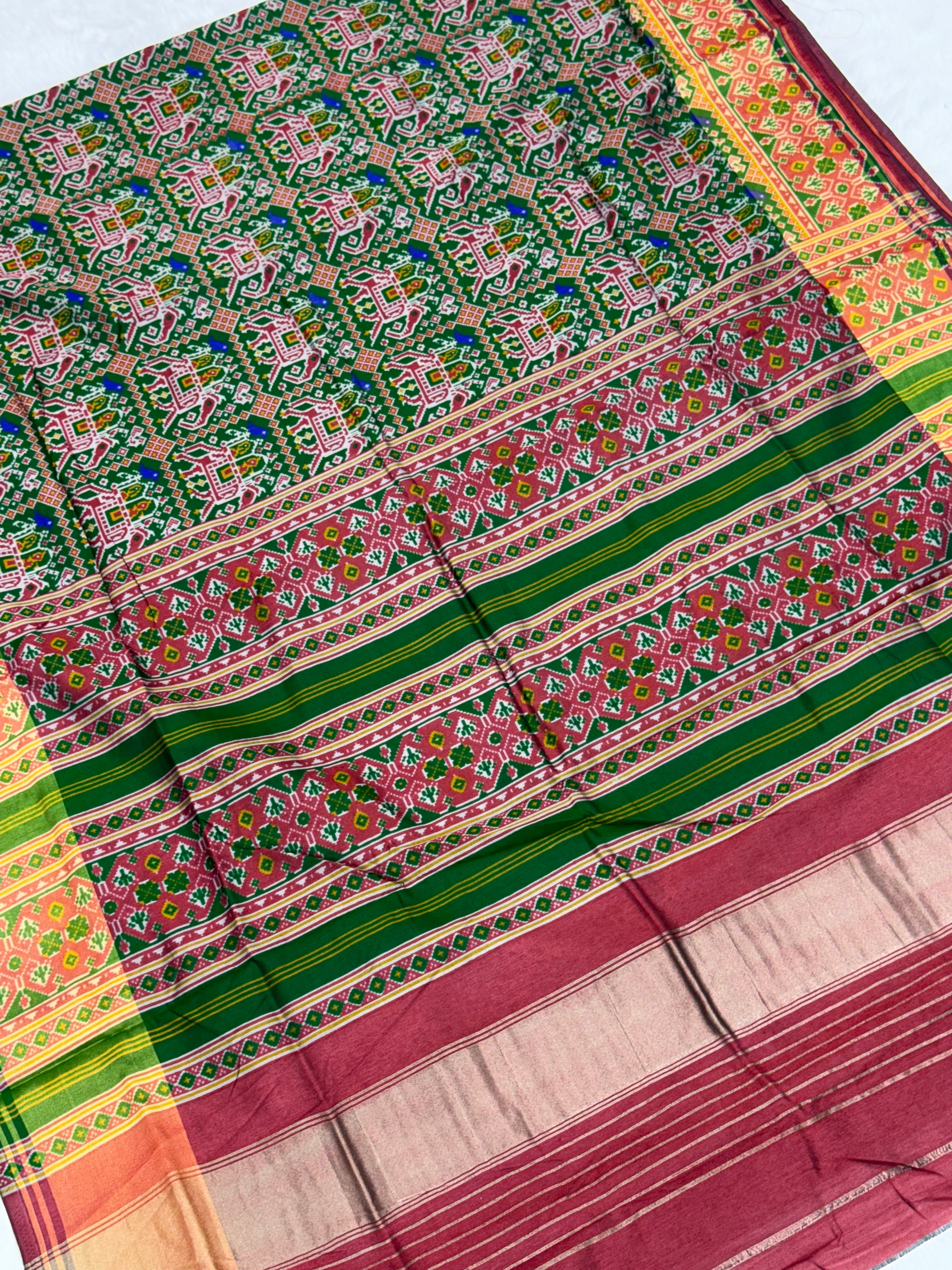 Green hathi ambadi design pure look patola saree