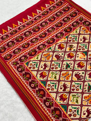 EXCLUSIVE 6 FIGURES BIG ADTALA DESIGNER SEMI DOUBLE IKAT PATOLA SAREE