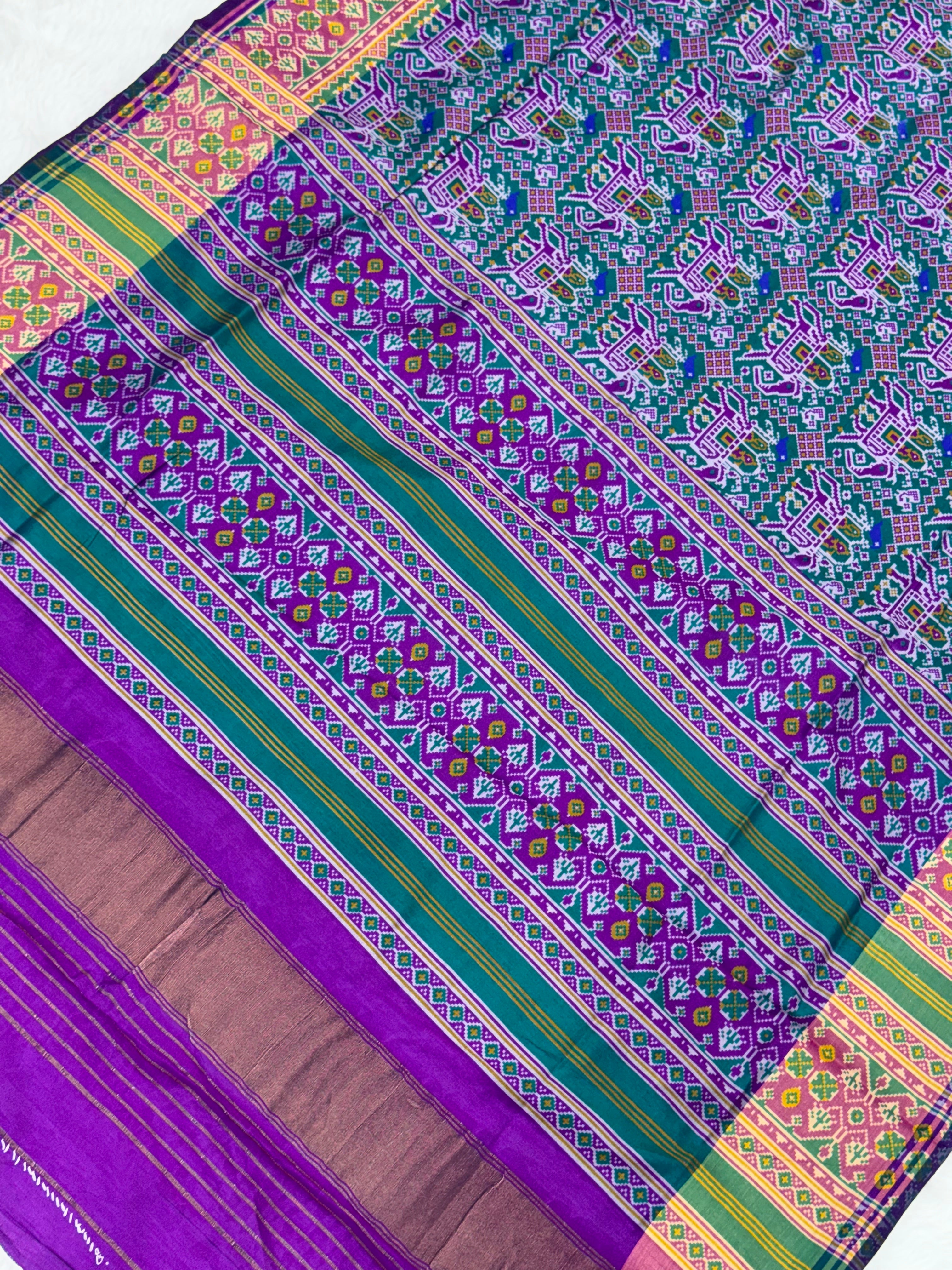 Bottle green hathi ambadi design pure look patola saree