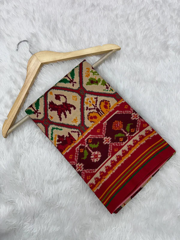 EXCLUSIVE 6 FIGURES BIG ADTALA DESIGNER SEMI DOUBLE IKAT PATOLA SAREE