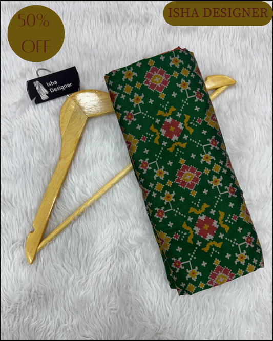 Telish green ajrakh design pure look patola saree
