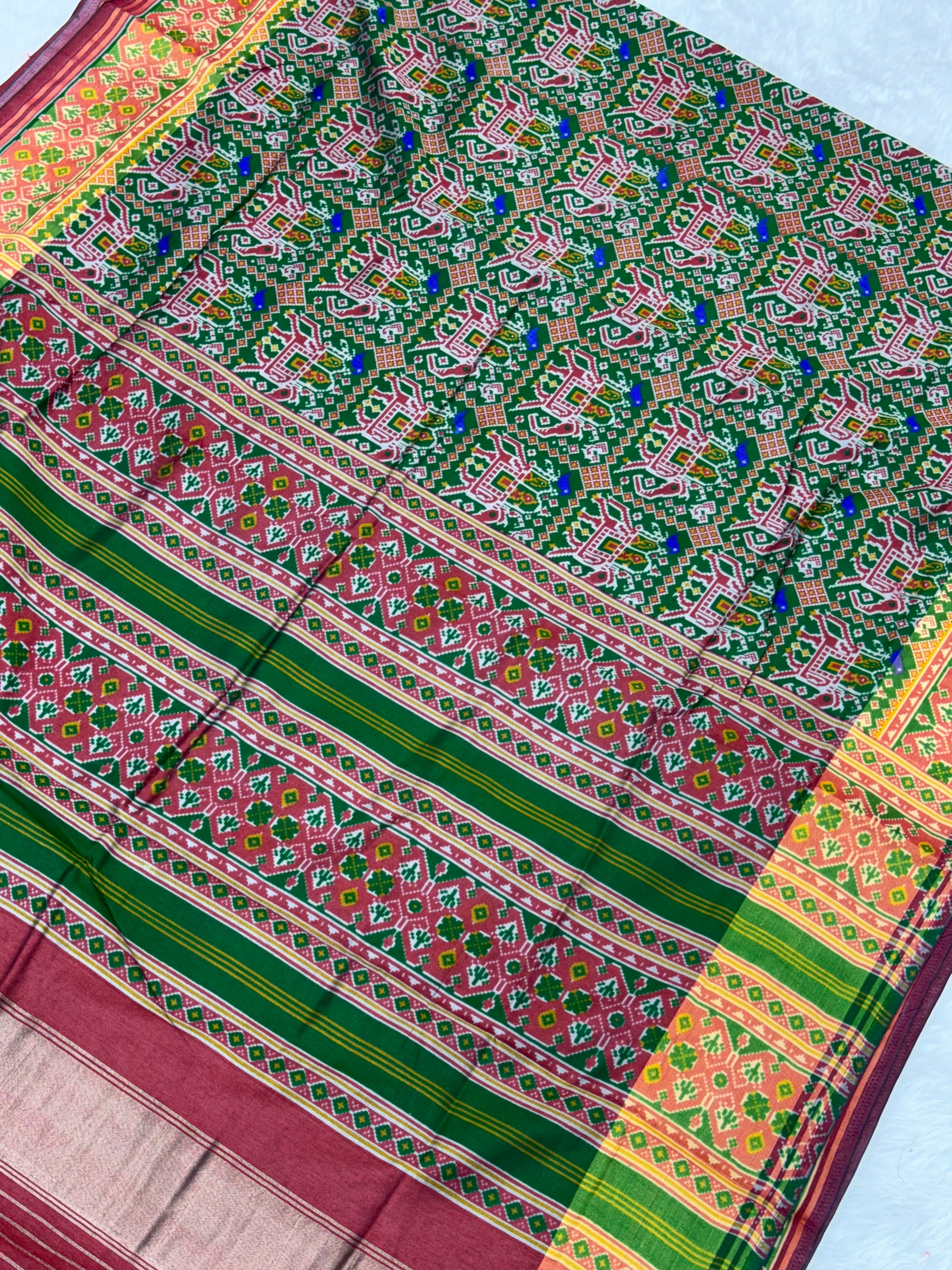 Green hathi ambadi design pure look patola saree