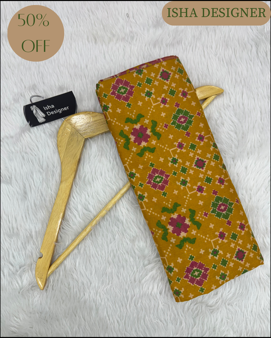 Yellow ajrakh design pure look patola saree