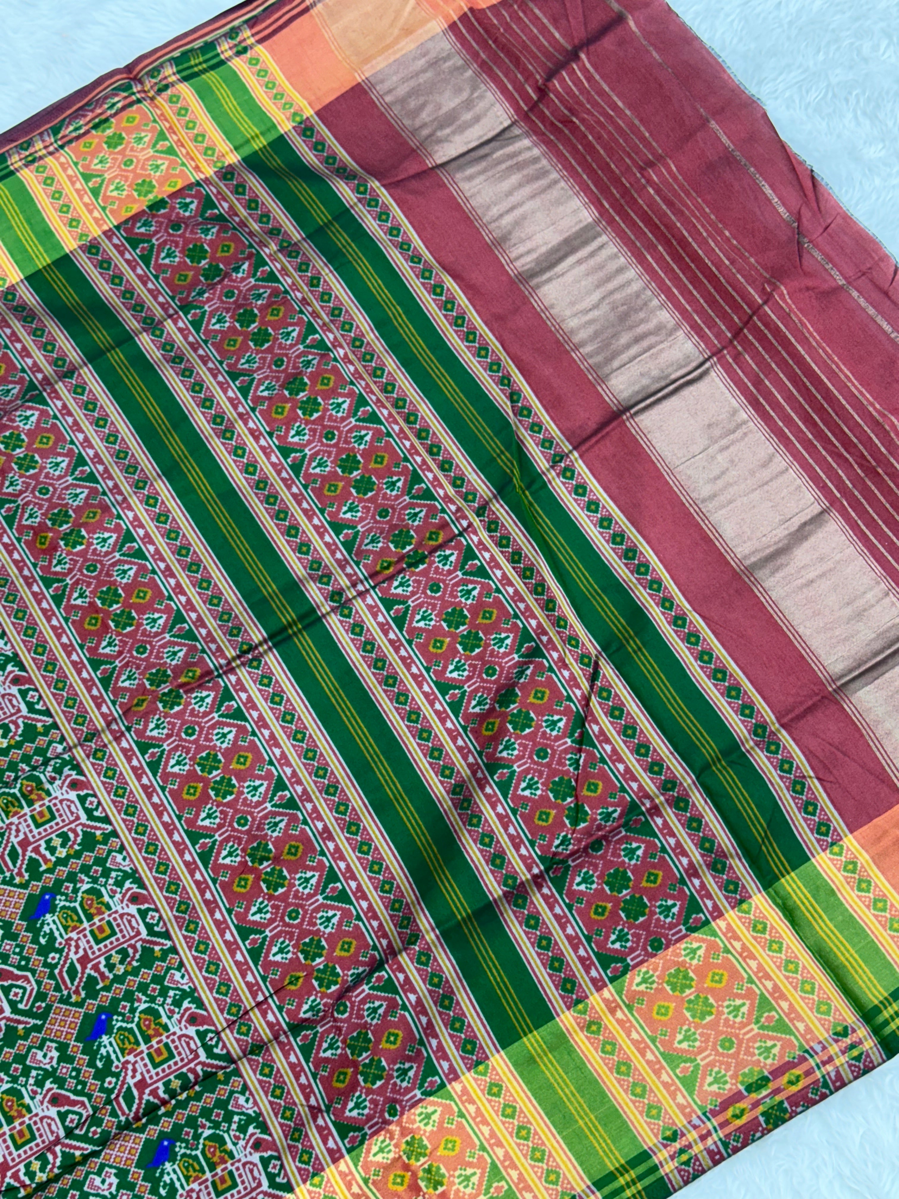 Green hathi ambadi design pure look patola saree
