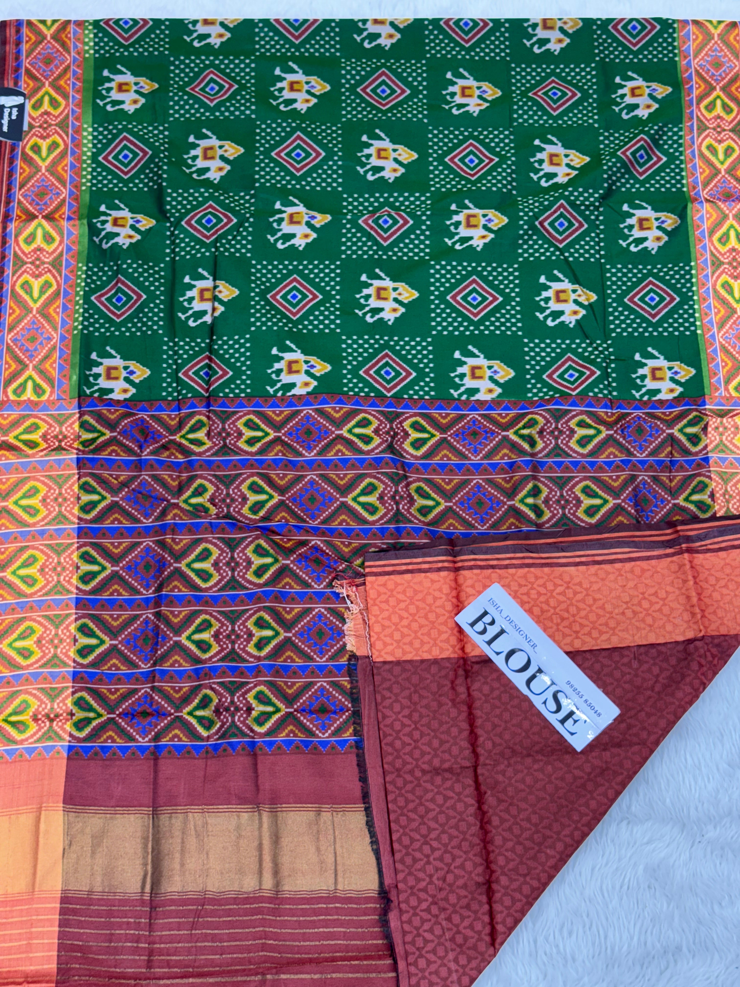 Green hathi design pure look patola saree