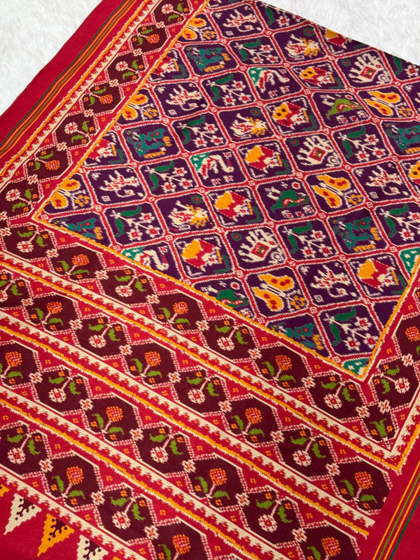 EXCLUSIVE 6 FIGURES BIG ADTALA DESIGNER SEMI DOUBLE IKAT PATOLA SAREE