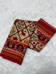 EXCLUSIVE 6 FIGURES BIG ADTALA DESIGNER SEMI DOUBLE IKAT PATOLA SAREE