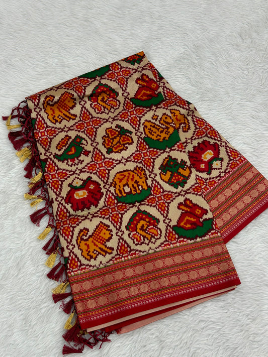6 FIGURES CHHABDI DESIGNER ARTIFICIAL DOUBLE IKAT DUPATTA