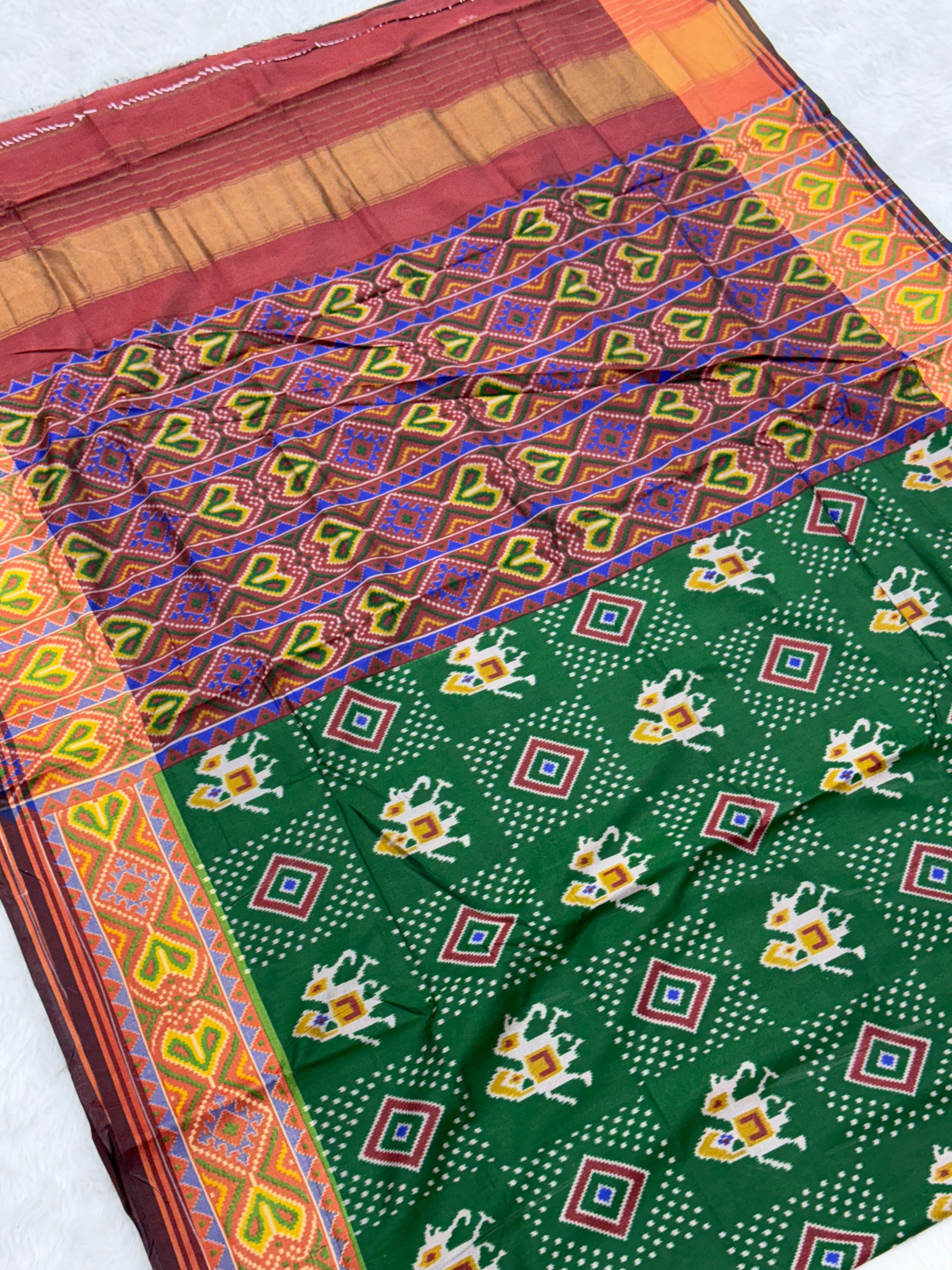 Green hathi design pure look patola saree