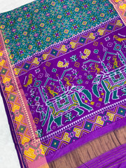 Bottle green ajrakh design pure look patola saree