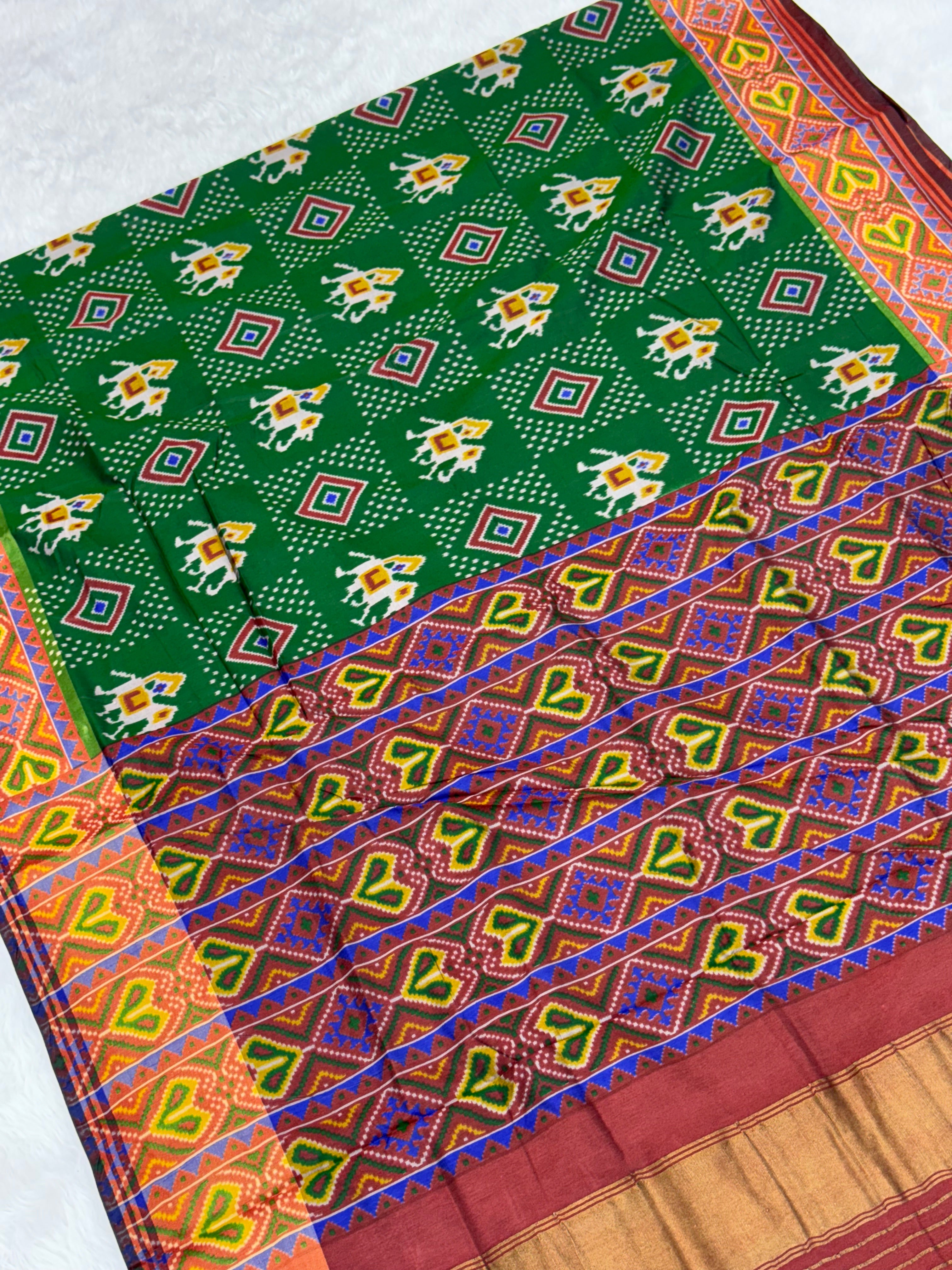 Green hathi design pure look patola saree