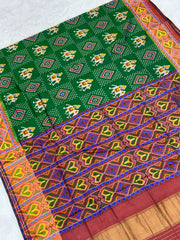 Green hathi design pure look patola saree