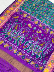 Bottle green ajrakh design pure look patola saree