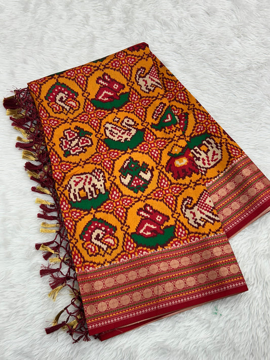 6 FIGURES CHHABDI DESIGNER ARTIFICIAL DOUBLE IKAT DUPATTA