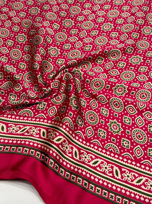 Rani Ajrakh Printed Soft Modal Silk Natural Print Saree P1