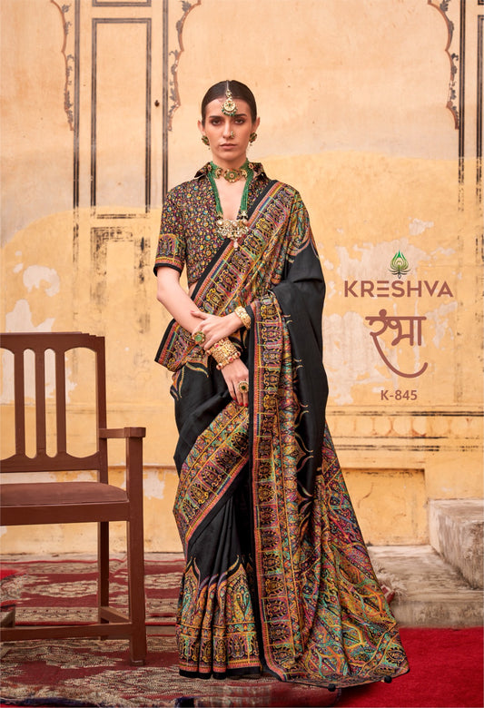 pashmina saree black colour