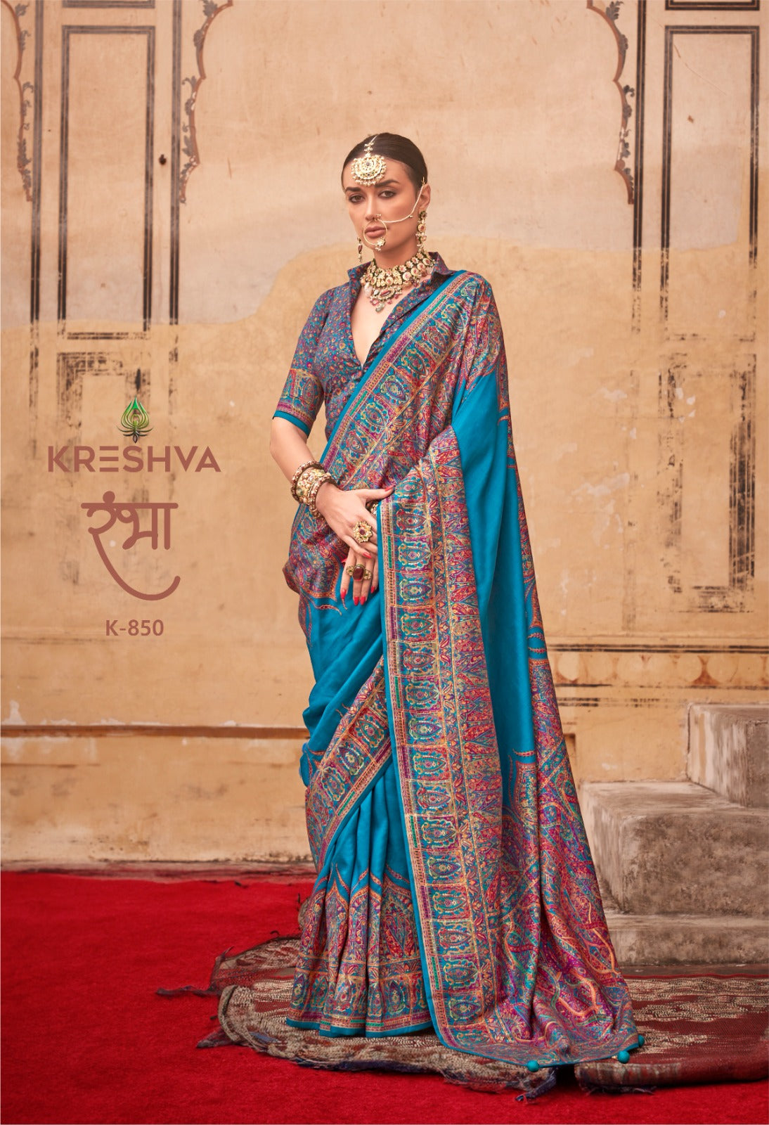 pashmina saree bottle sky colour